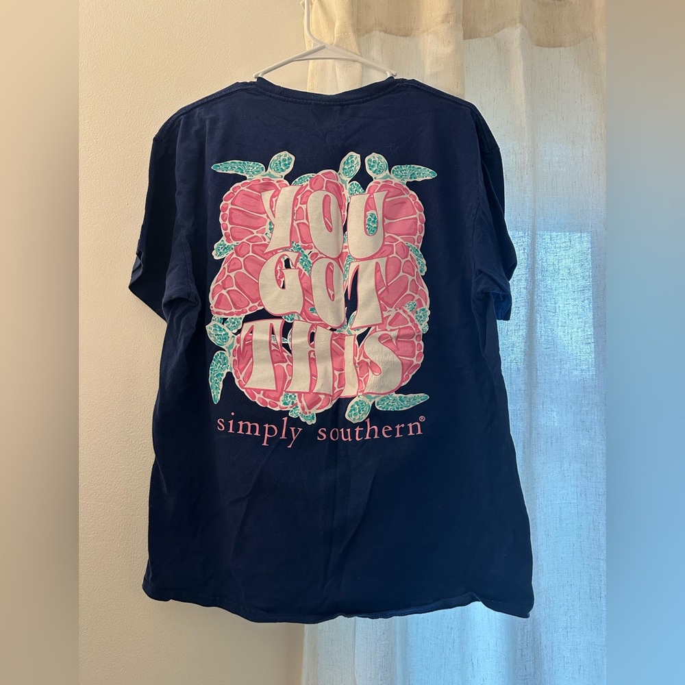 Simply Southern Navy Tee with Pink Floral 'You Got This' Graphic
